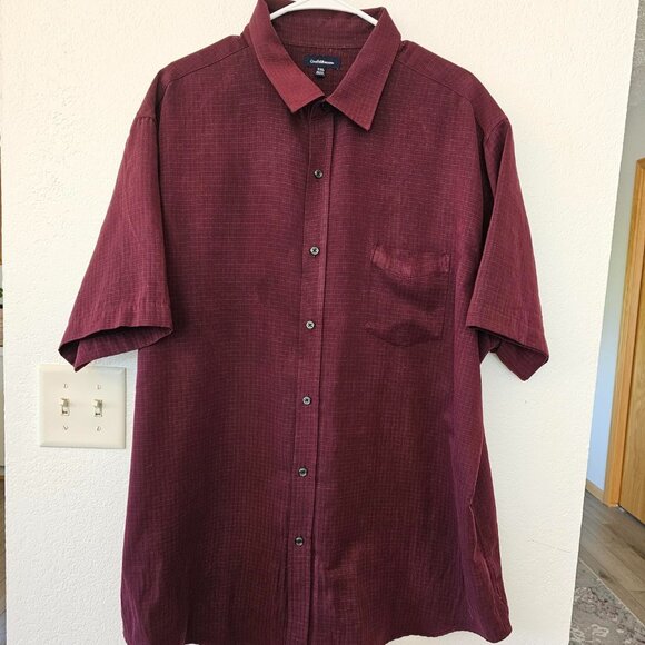Croft & Barrow Men's Short Sleeve Shirt Size XXL Maroon Checked Design - Picture 1 of 4
